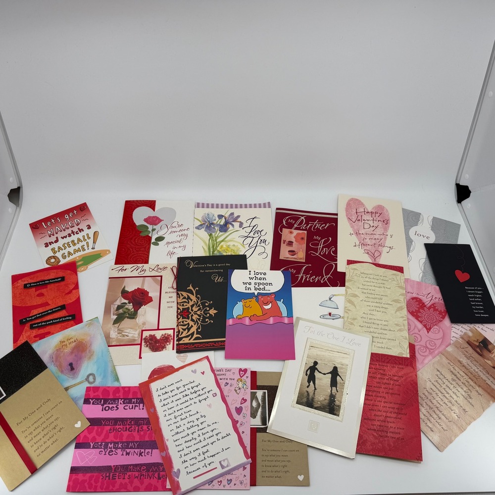Valentine Cards LOT of 26 Same Couple Love Notes Romance Ephemera Vintage Modern